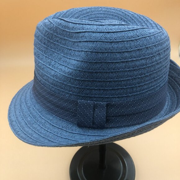 Classic Blue Straw Fedora Sun Hat | Travel Resort Style